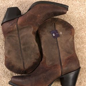J.B. Dillon Distressed Leather Cowboy Boots- 8M